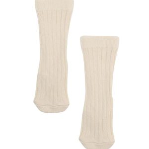 Krem Diz Altı Kısa Organik Pamuk Bebek ve Çocuk Çorap