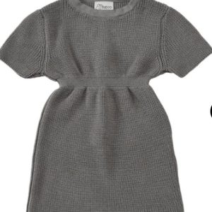 Organik Pamuk Bebek ve Çocuk Örgü Elbise Gri