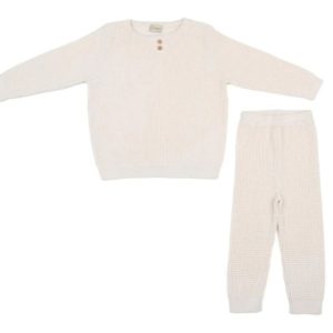 Waffle Organik Pamuk Alt-Üst Çocuk Takım Krem
