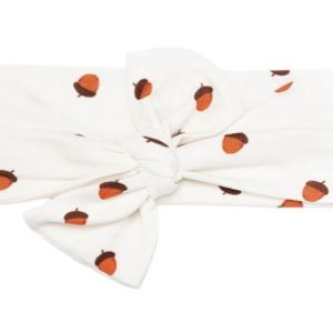 Desenli Organik Pamuk Kumaş Bebek Saç Bandı Krem